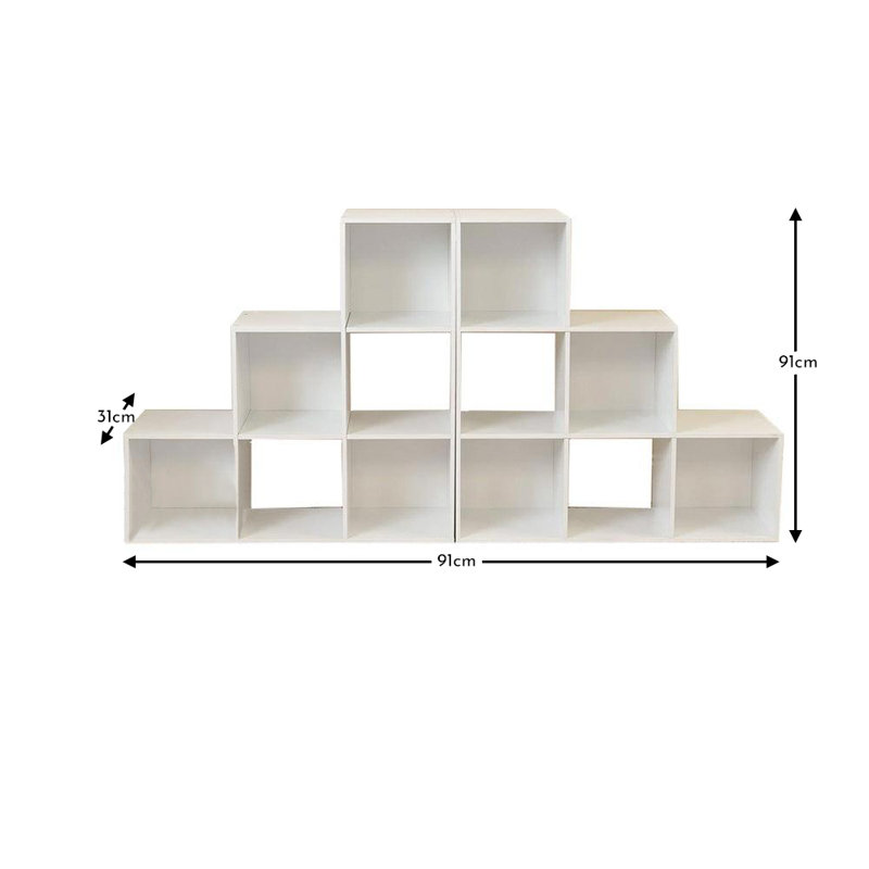 12 Cube Bookcase Ladder Storage Unit - White - Two 6 Cube Units
