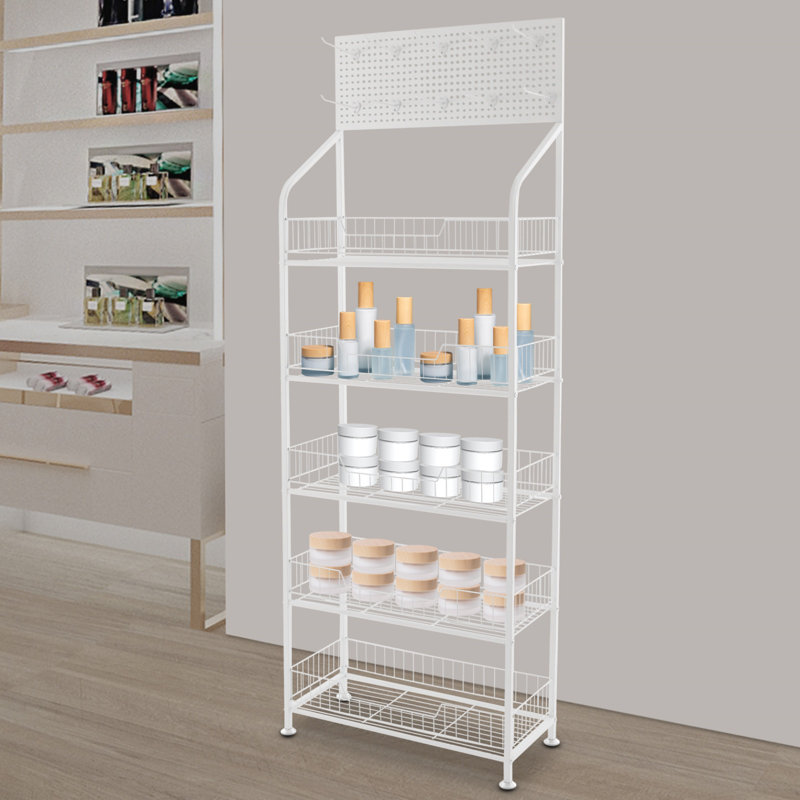 Présentoir de détail 19,68 "l / 23,62" l avec crochets, Blanc, H 66,92 po x l 23,62 po x P 10,62 po