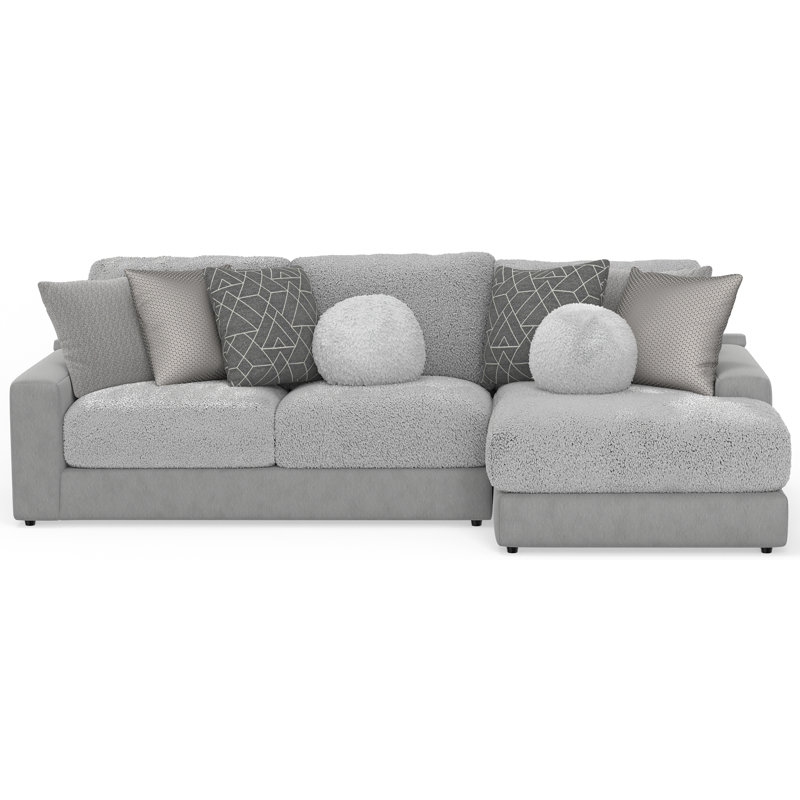 Méridienne 2 pièces avec coussins de siège Stafford et coussins décoratifs Stafford, Grey Polyester, Orienté à droite