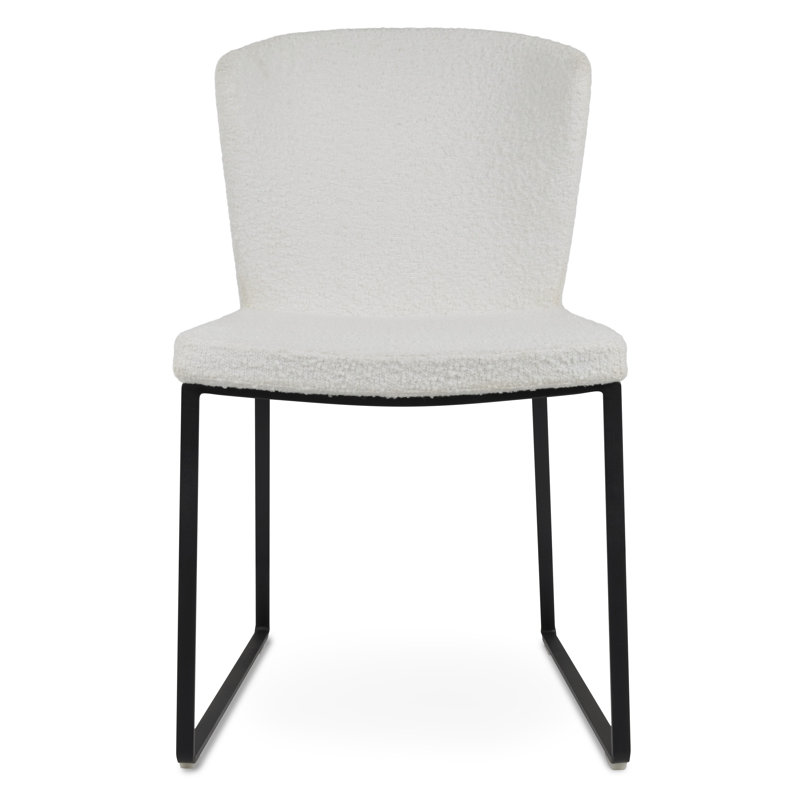 Capri 18'' H Upholstered Metal Side Chair, Off White, Black