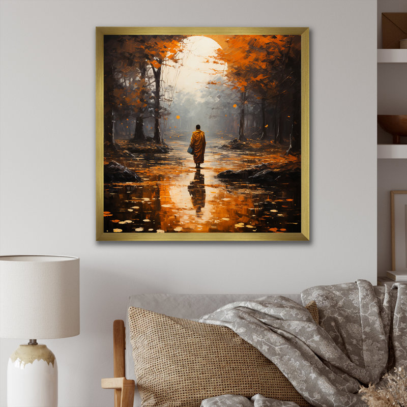 Impression sur toile, "Dhane Path", H 16 po x l 16 po x P 1 po, Cadre doré simple