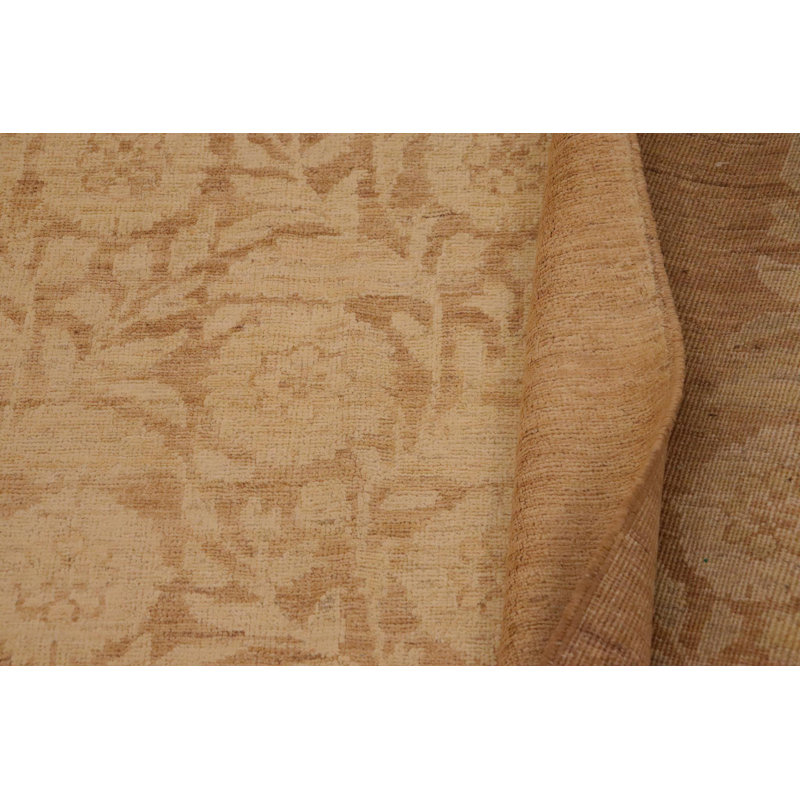 Tapis oriental brun clair en laine noué à la main 9 pi x 12 pi 2 po Oriental