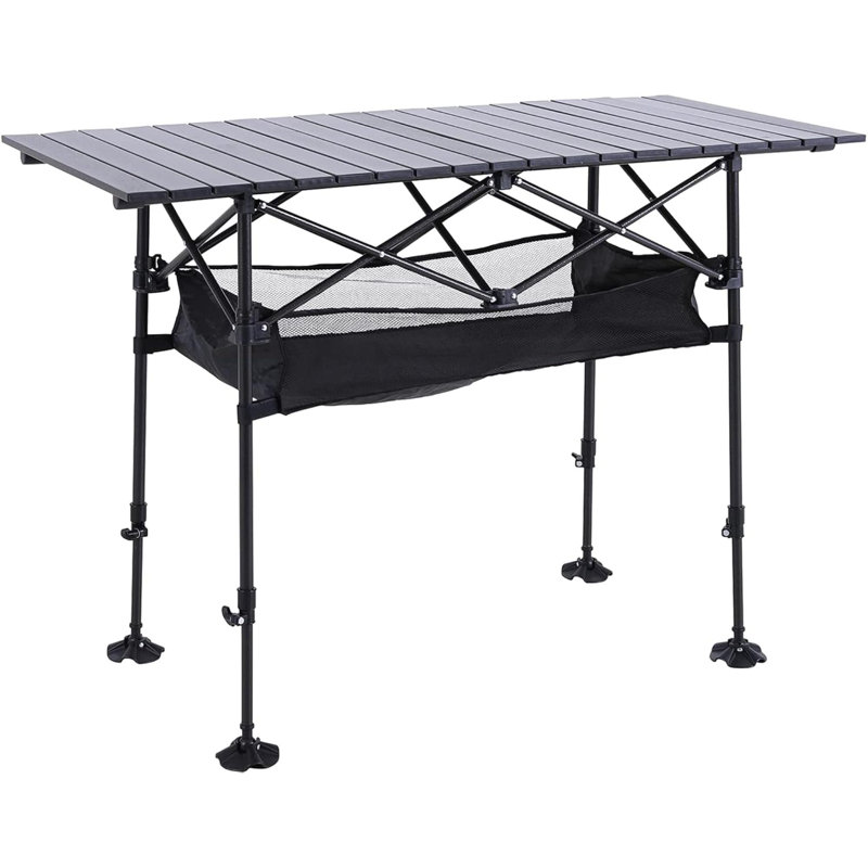 Table de camping portable, table pliante en aluminium réglable pour pique-nique, barbecue, extérieur