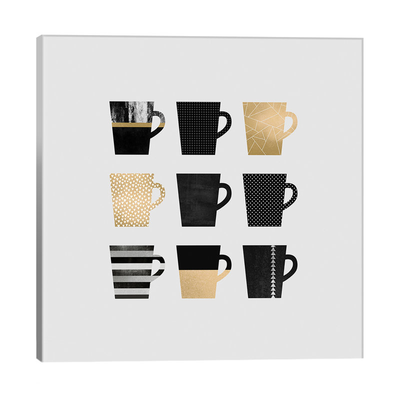 Coffee Mugs by Elisabeth Fredriksson - Wrapped Canvas Print, 45.72 cm H x 45.72 cm W x 3.175 cm D