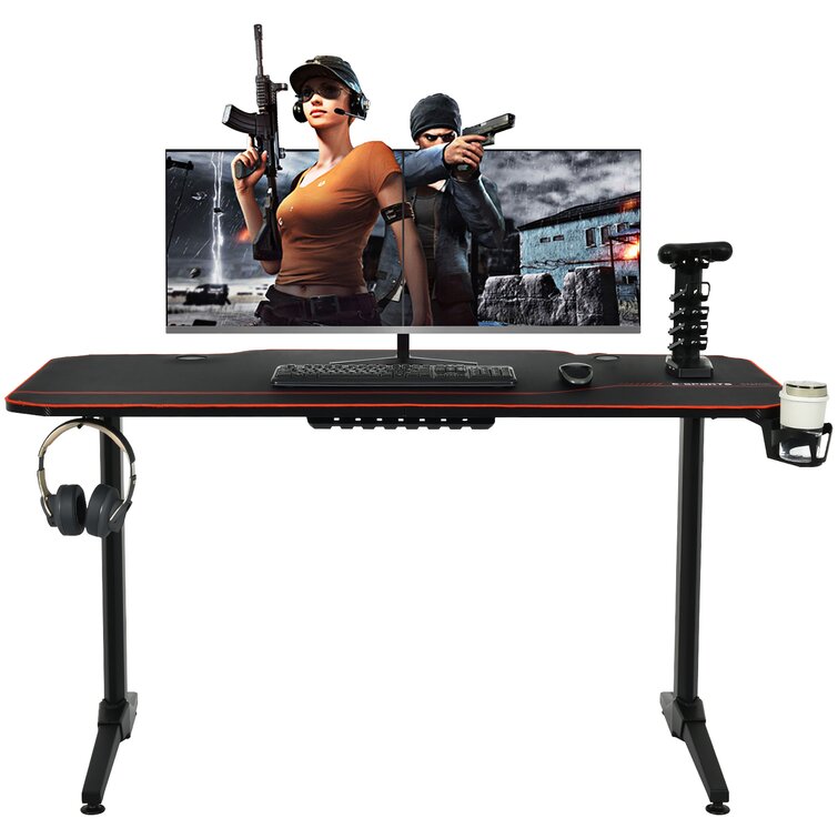 Costway Gaming Desk Home Office Pc Computer Desk W/led Lignt&gaming Handle  Rack : Target