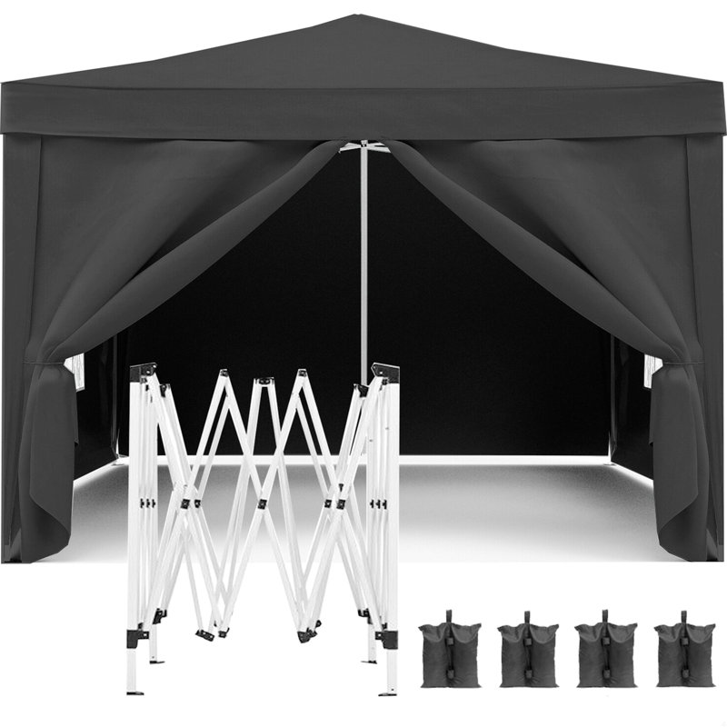 Folding Canopy With 4 Removable Sidewalls Outdoor Event Shelter UPF 50+ Gazebo Portable Tents