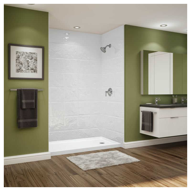 12x12 Tile White Acrylic Alcove Shower Walls