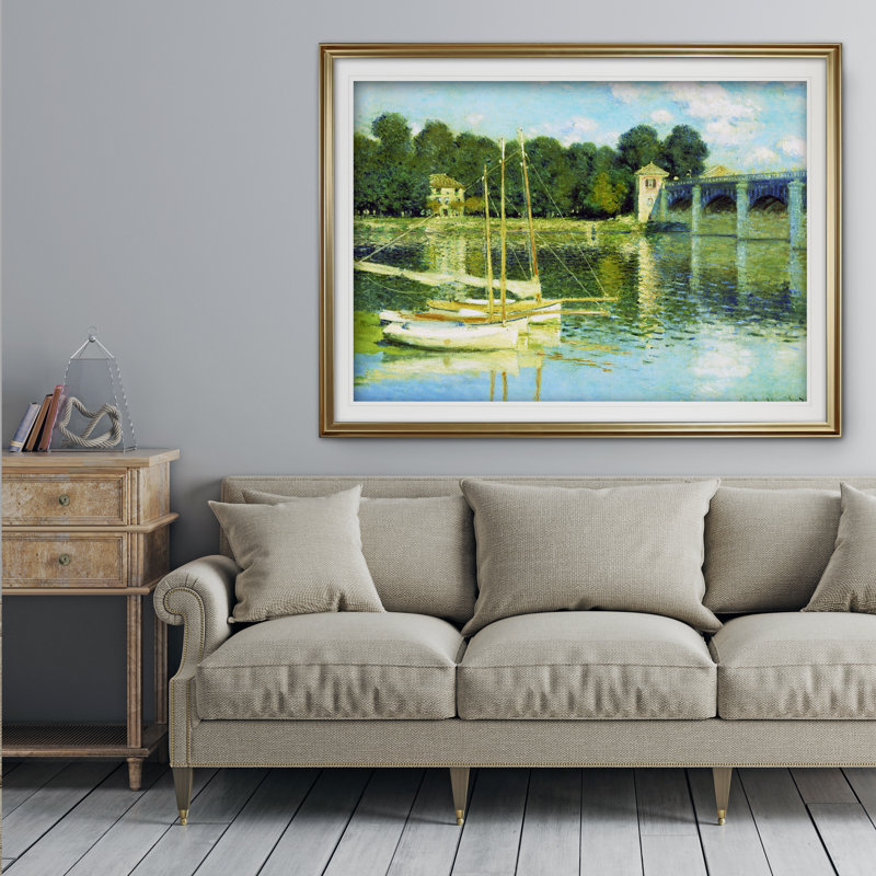 «Bridge at Argenteuil» par Claude Monet, reproduction, H 31 po x l 43 po x P 1,5 po, Cadre doré