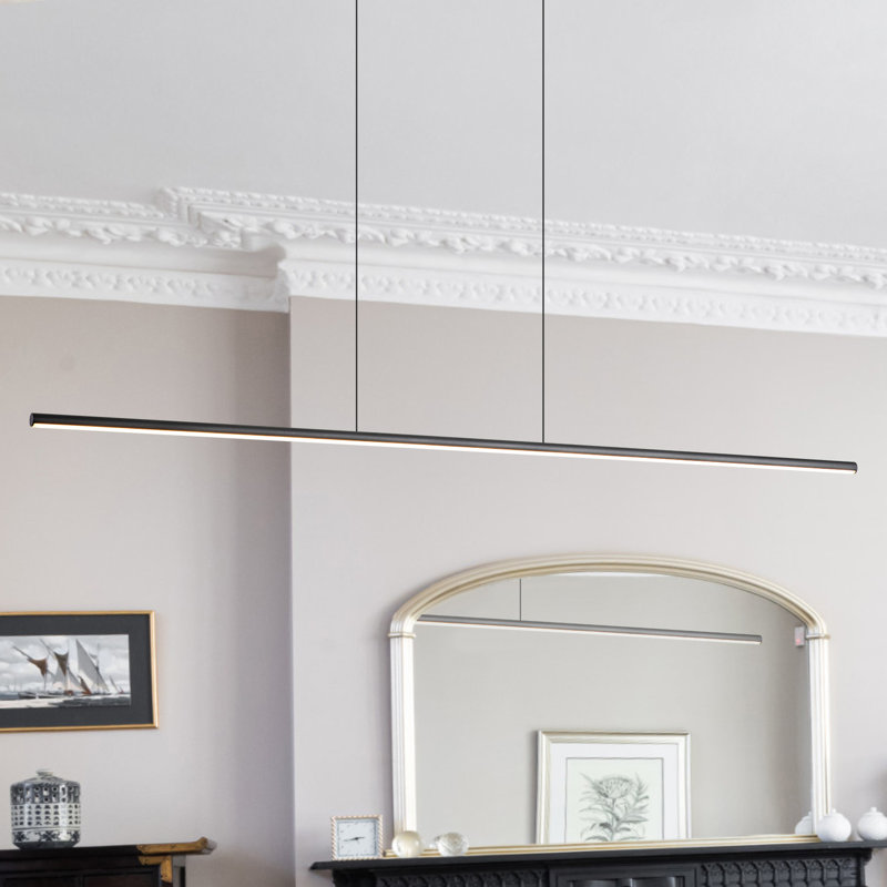 Luminaire suspendu linéaire à 1 lumière pour îlot de cuisine Jerger, Matte Black, H 2,95 po x l 47,24 po x P 0,67 po, 3000 K