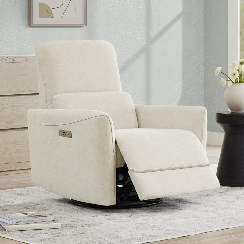 Cadavid Upholstered Swivel Power Recliner, Linen