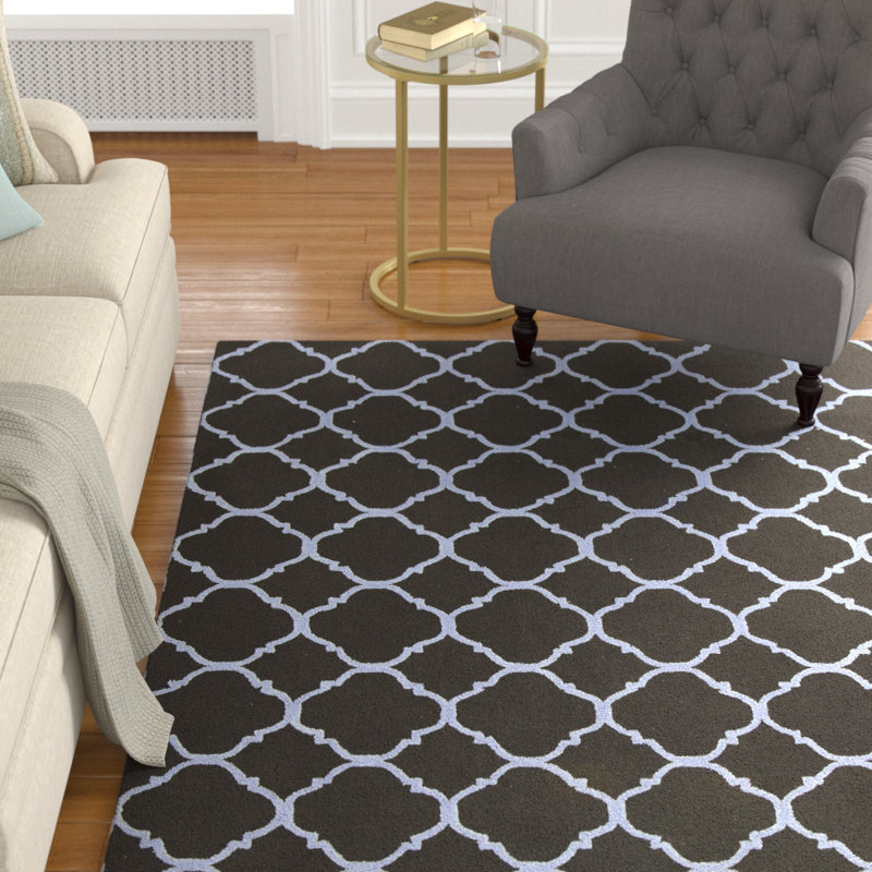 Tapis géométrique en coton crocheté à la main Fullerton, Rectangle 5 pi 6 po x 8 pi 6 po
