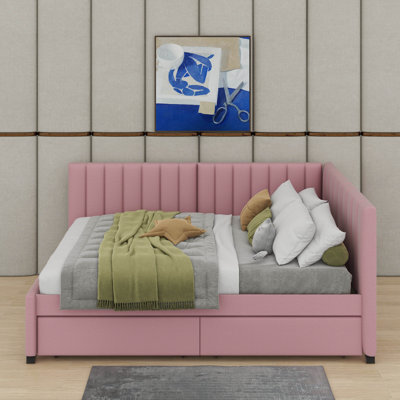 Full Size Upholstered Daybed With Drawers