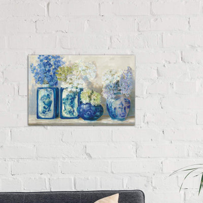 Ladys Mantle On Shiplap by Carol Rowan - Painting on Canvas