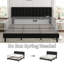 Full Size Bed Frame, Velvet Upholstered Platform Bed with Adjustable Tufted Headboard, No Box Spring Needed, Easy Assembly, White-124010591-124010590