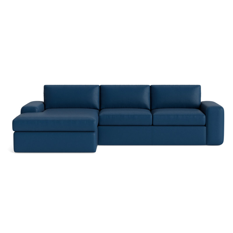 The OG Leather Chaise Sectional, Bison Deep Blue Top Grain Leather, Right Hand Facing