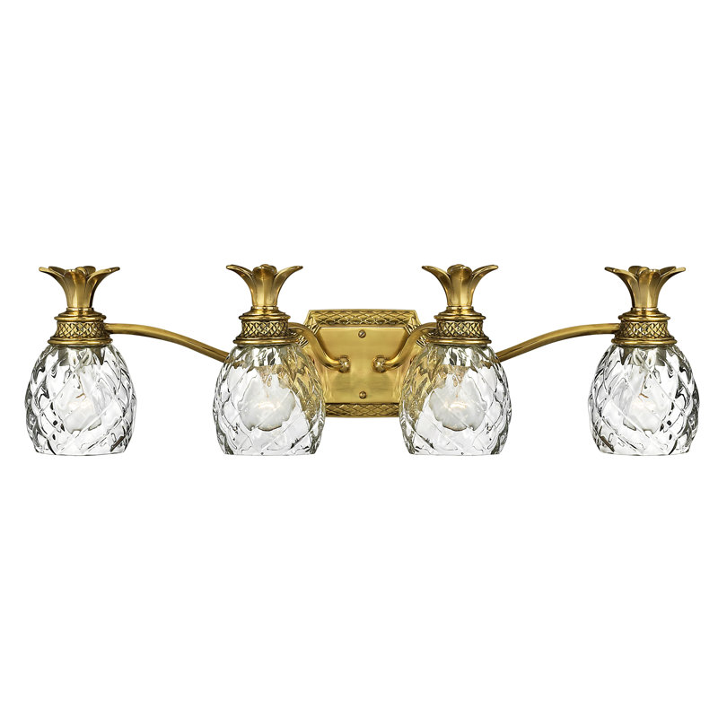 Plantation 4-Light Vanity Light, Burnished Brass