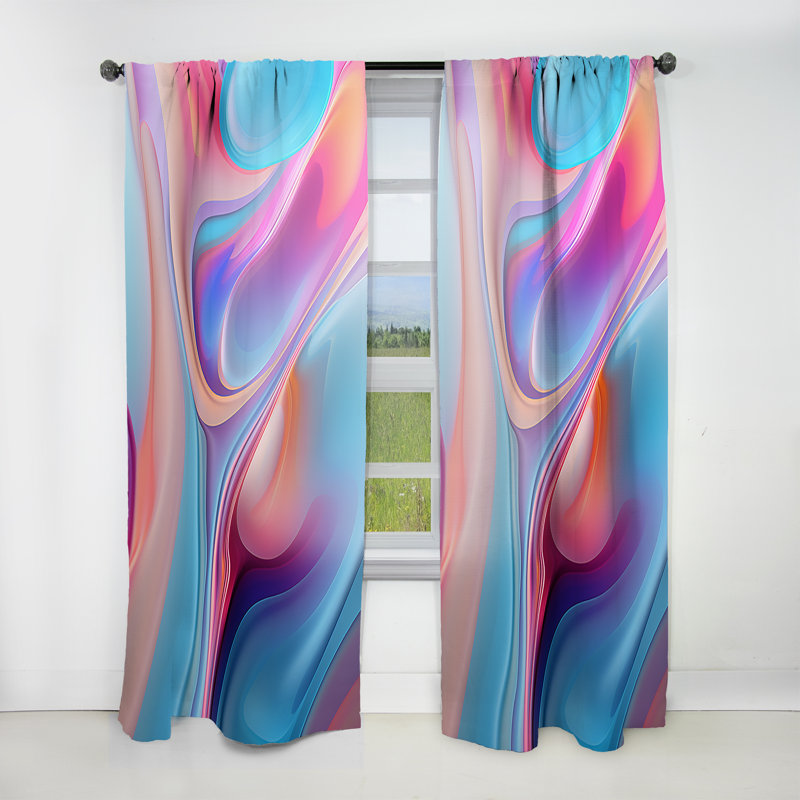 Daksh - Rideau obscurcissant en velours abstrait à formes modernes - 1 panneau, L 52 po x L 84 po