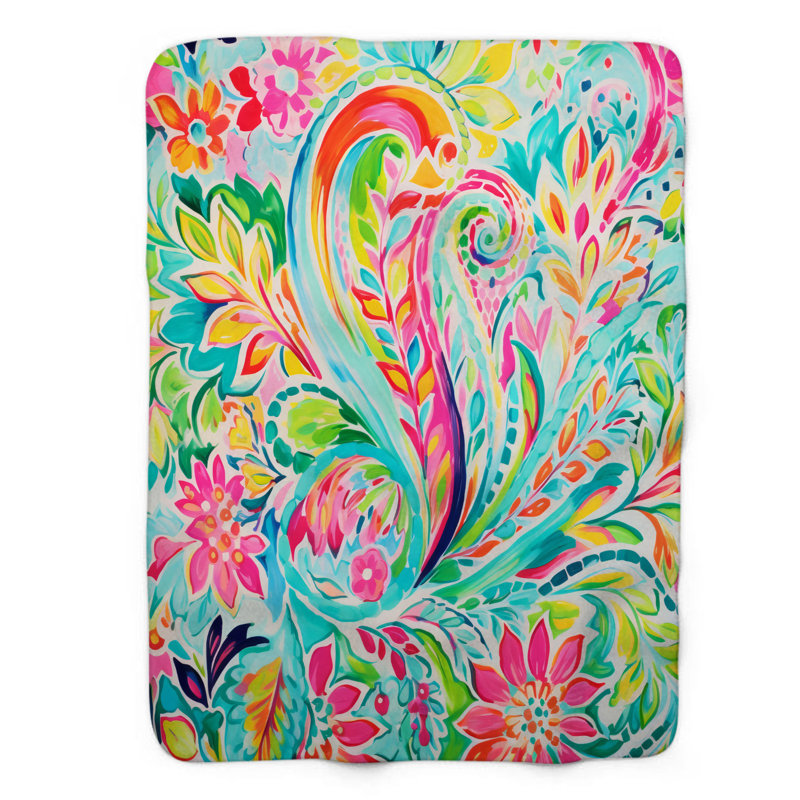 Bright Bright Paisley Art - 1 pièce Sherpa Premium, L 60 po x l 50 po