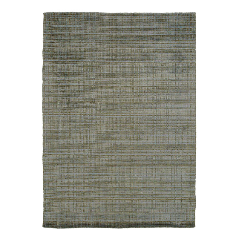 Tapis vert en coton / laine noué à la main sans motif et sans motif de couleur unie sans motif 5 pi 7 po x 7 pi 11 po
