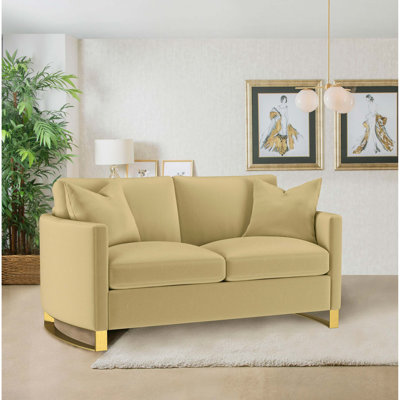 Modern Upholstered Loveseat with Curved Arms and Reversible Comfort