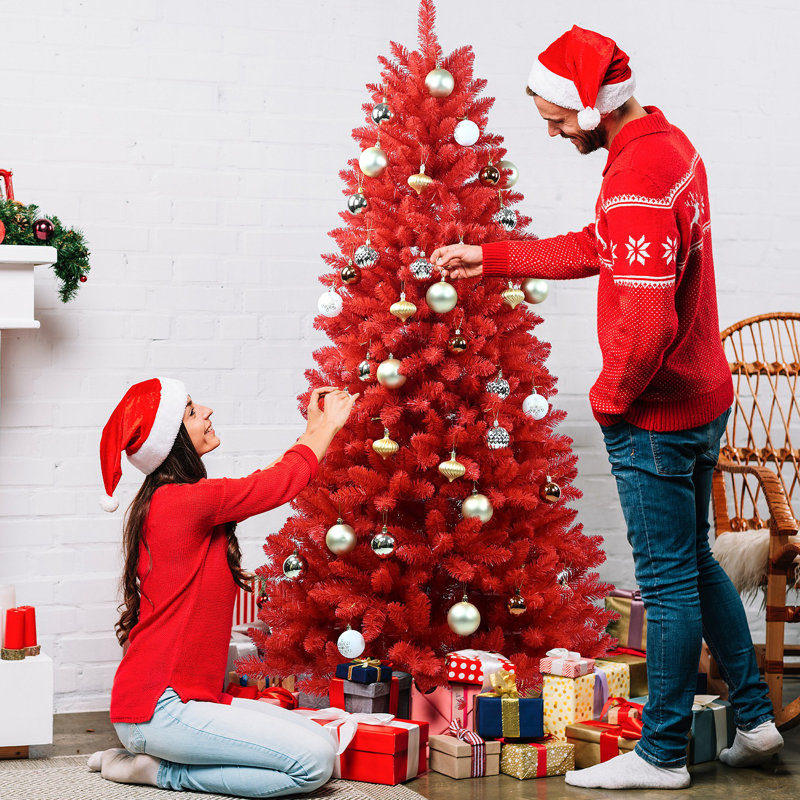 Arbre de Noël 7 pi - Arbre en PVC pur avec 1066 pointes, branches articulées pour une installation facile, support en métal stable, décoration audacieuse des Fêtes
