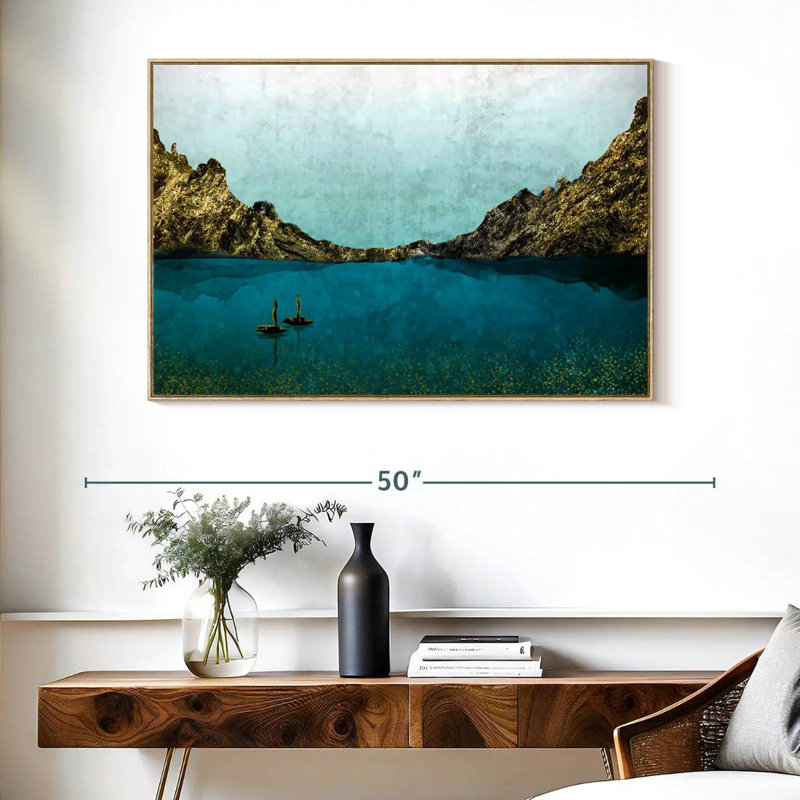 Island Hopping, Floating Frame Natural Wood, 40" X 27"