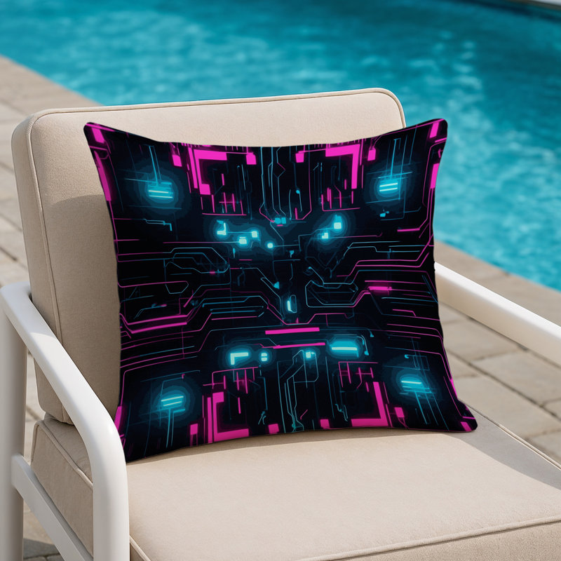 Coussin décoratif intérieur et extérieur Electric Ripple, Square 16"