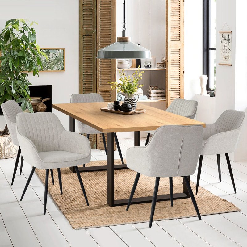 Ensemble de salle à manger rectangulaire pour 6 personnes l 31,5 po Covello, Chêne, Beige