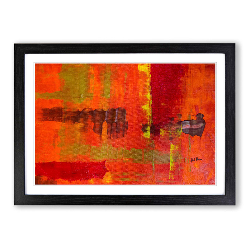 Abstract Art Painting Vol.200 by S.Johnson - Picture Frame Painting Print, 62cm H x 87cm W x 2cm D, Black Framed