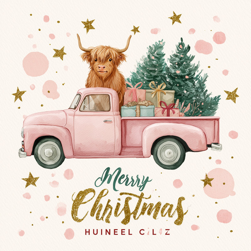 Art mural sur toile Highland Cow in Pink