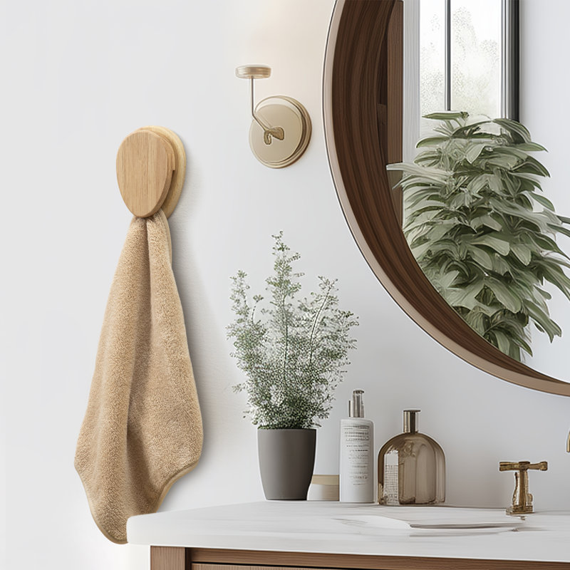 Portemanteaux mural en bois massif Carmia, Naturel