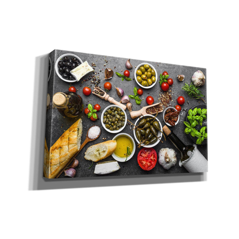 Cuisine italienne sur toile, H 26 po x l 40 po x P 1,5 po