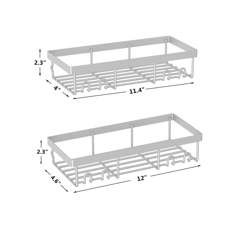 Shower Caddy Shelf Organiser 2 Pack, No Drill Shower Shelves,Self Adhesive Bathroom Storage, Grey
