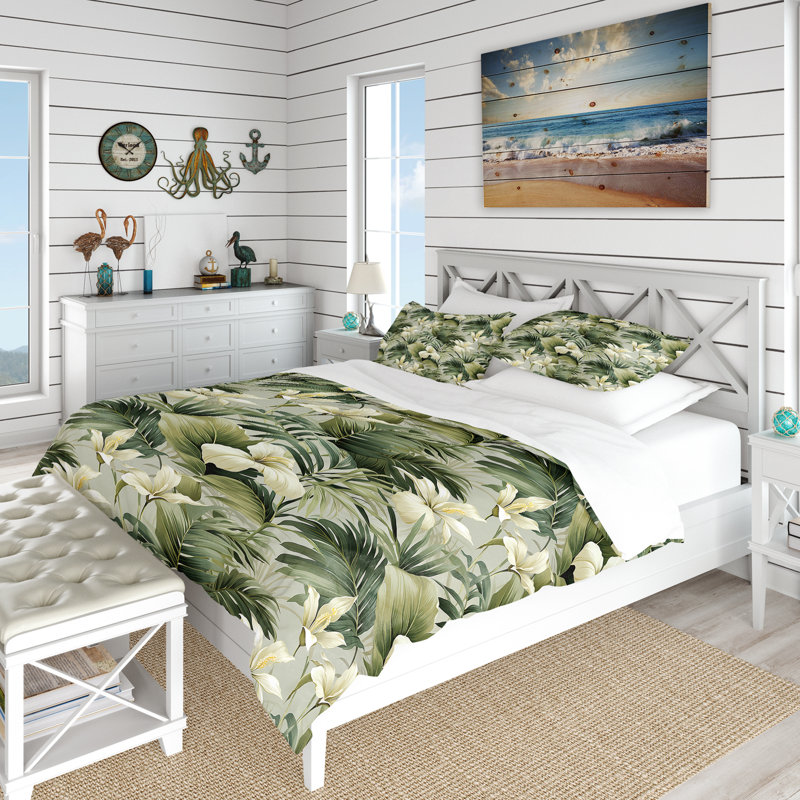 Neutral Tropics Tropical Pattern I - Ensemble de housse de couette tropical, Housse de couette pour très grand lit et 2 très