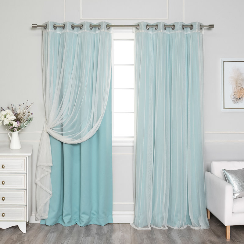 Panneau coulissant en polyester Natascha, l 52" x L 84", Turquoise