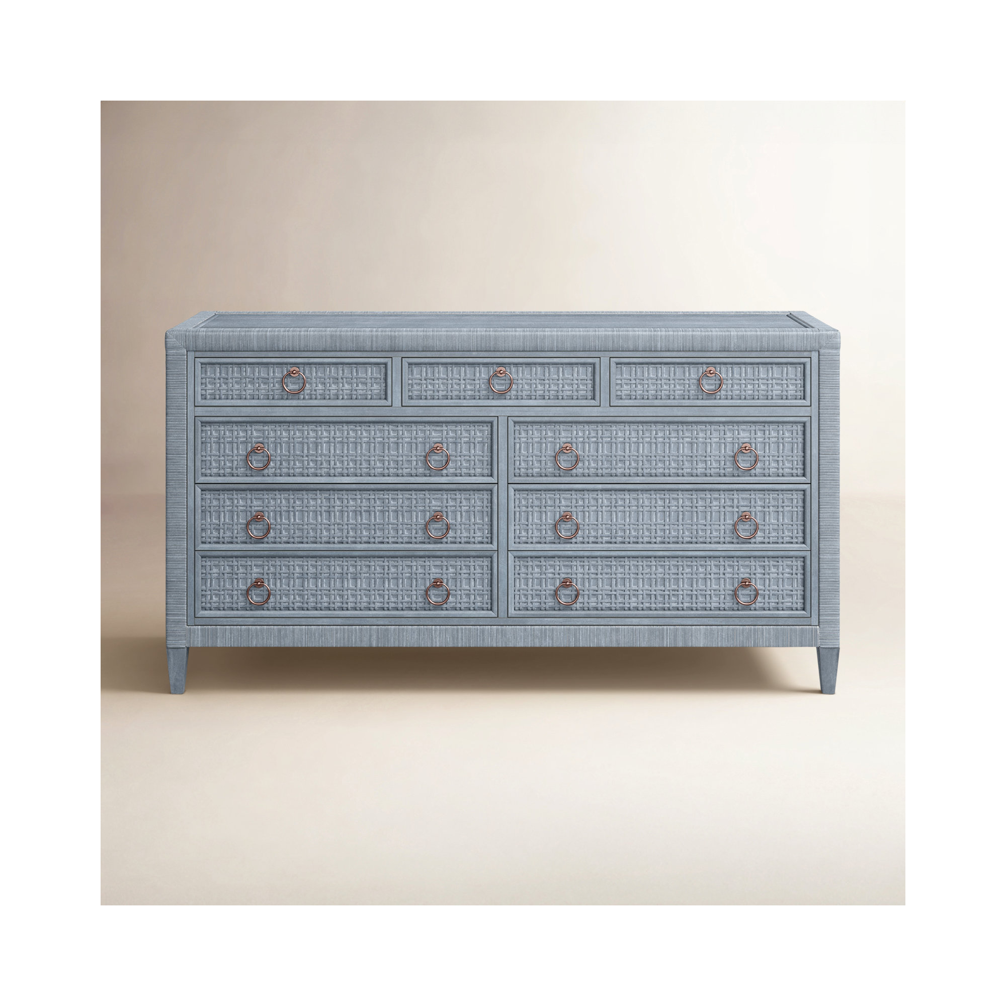 Monterey 9 Drawer 64'' W Dresser, Satin Nickel, No, Sea Glass