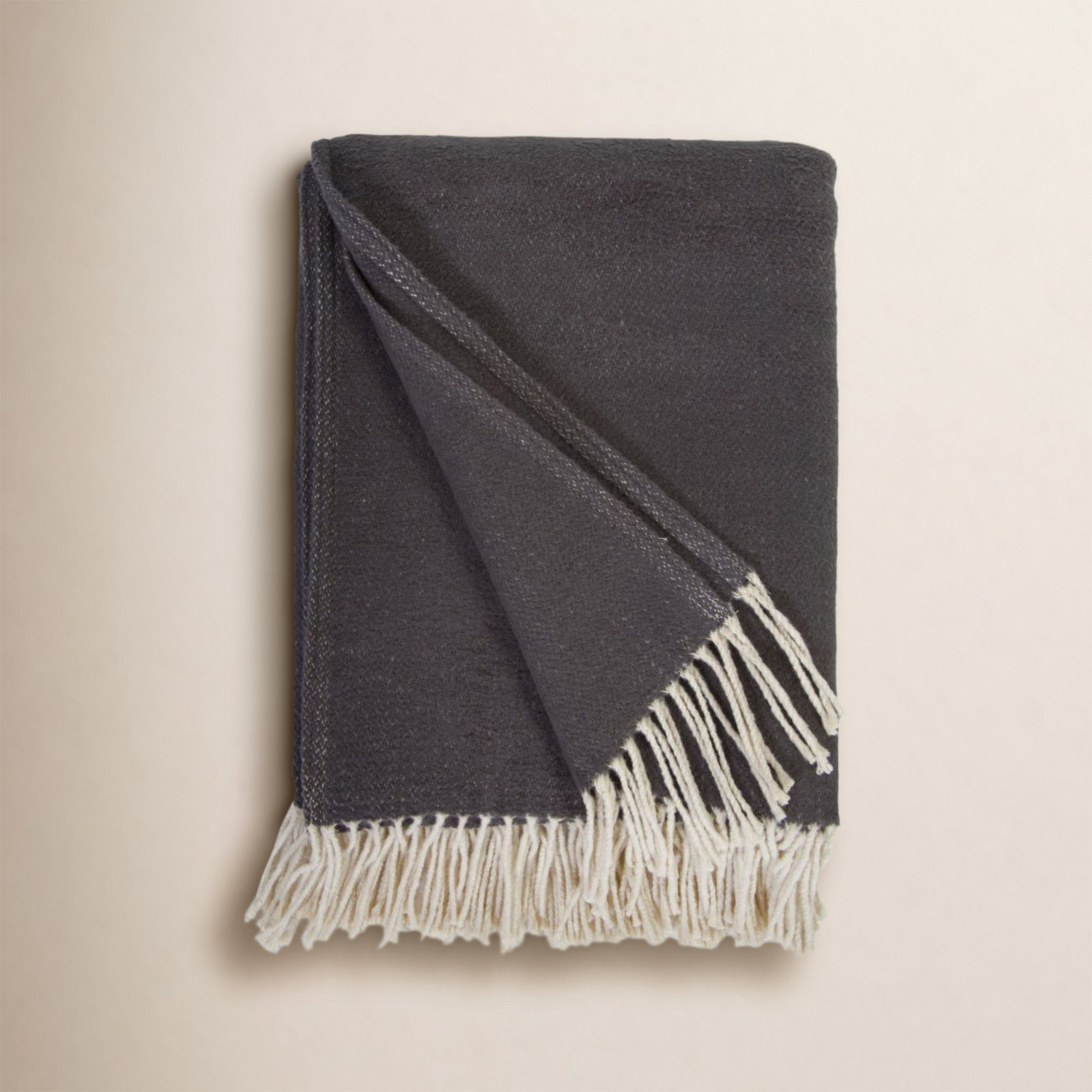 Mandy Handwoven Cotton Throw Blanket, Charcoal