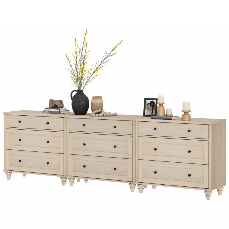 Commode 9 tiroirs Corretta, Beige clair