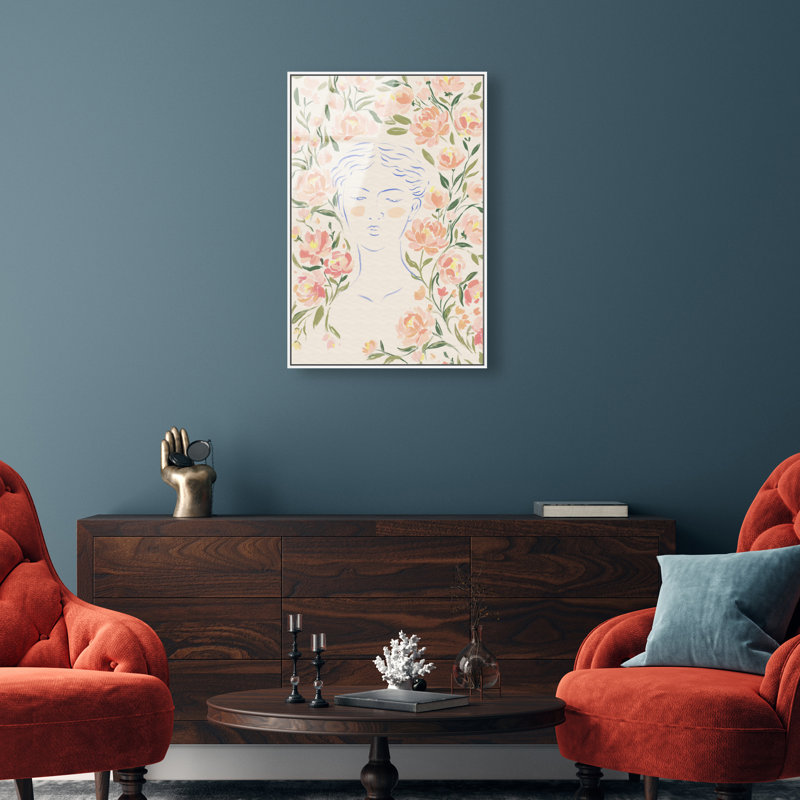 Artemis And Flowers Print by Oliver Gal, 16"H x 11"W, White Floater Frame