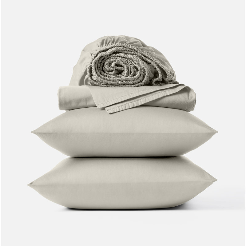 Cloud Soft Sateen Sheet Set, California King Sheet Set with 2 Pillowcases, Stone