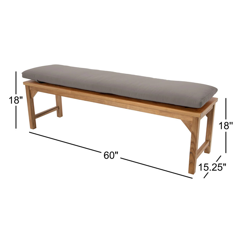 Banc de jardin en teck Velay, Taupe, H 18 po x l 60 po x P 15,25 po