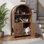 Mignon bac à litière arqué pour chat, grande armoire cachée pour litière pour chat H 50 "avec support de rangement et 2 trous pour chat, animal d'intérieur tendance