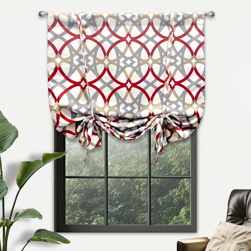 Halton Blackout Curtain Single Panel, Red/Gray, 39" W x 55" L