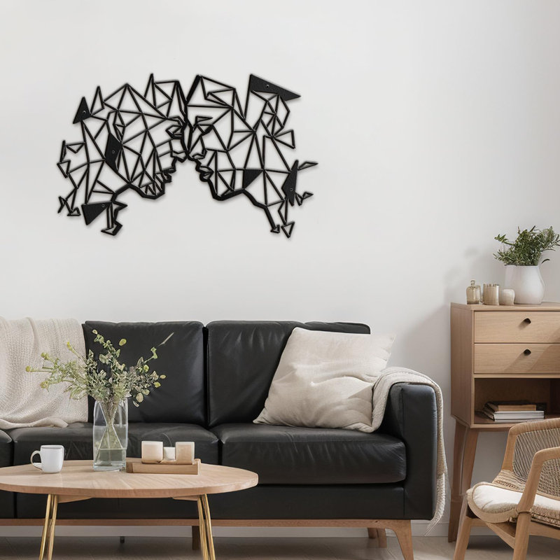 Décoration géométrique abstraite à motif géométrique abstrait moderne, H 7,56 po x l 12 po x P 0,05 po, Noir