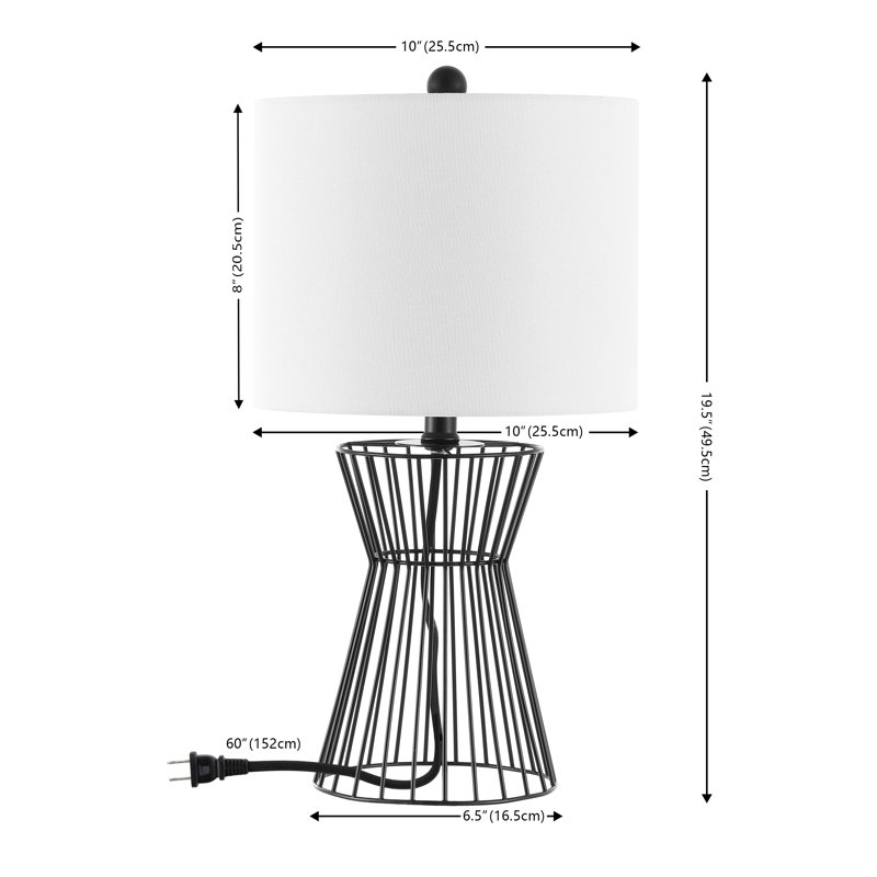 Rayna 19.5 Inch Black Iron Table Lamp with White Drum Shade