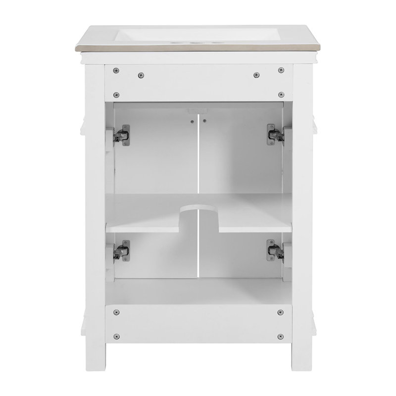 Meuble-lavabo autoportant de 61 cm avec lavabo, White