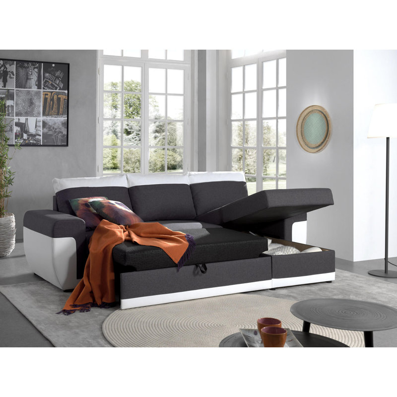 Milan 4 Seater Sofa Bed, White/Grey