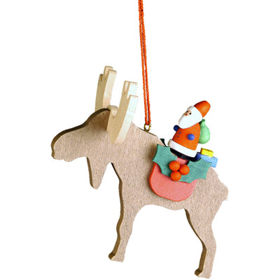 Ornement suspendu Père Noël sur un wapiti