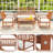 8 Pcs Acacia Wood Furniture Set 2 Coffee Tables & 4 Armchairs With Seat Cushions