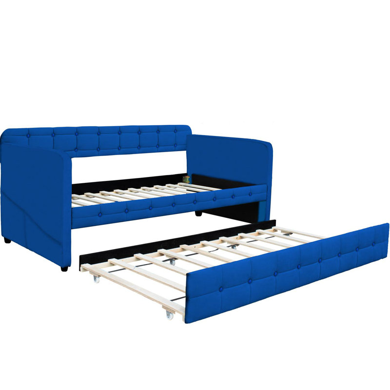 Velvet Upholstered Daybed with Trundle